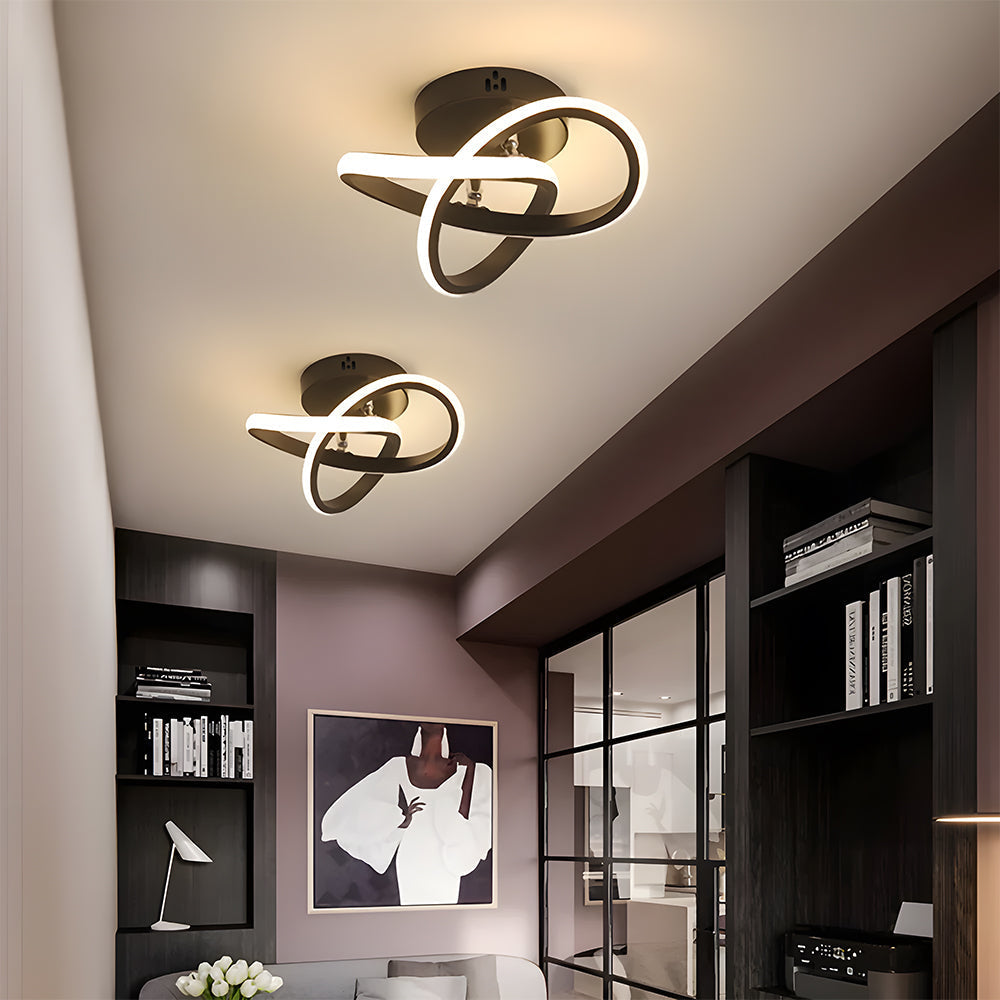 Lampada da soffitto con LED e telaio in metallo nero