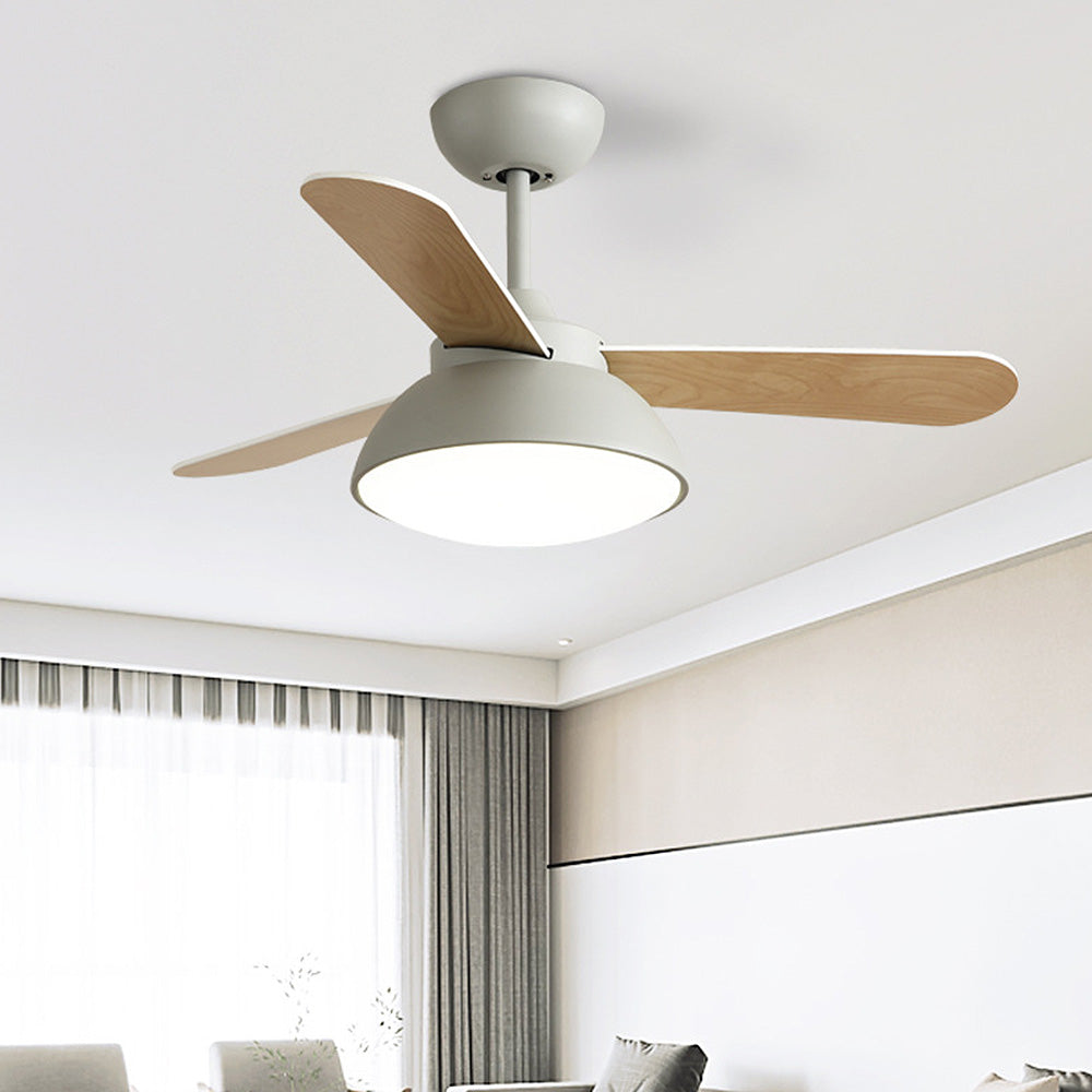 Borun | Ventilatore da soffitto nordico con pale in legno, LED tri-colore e telecomando per soggiorno e camera da letto