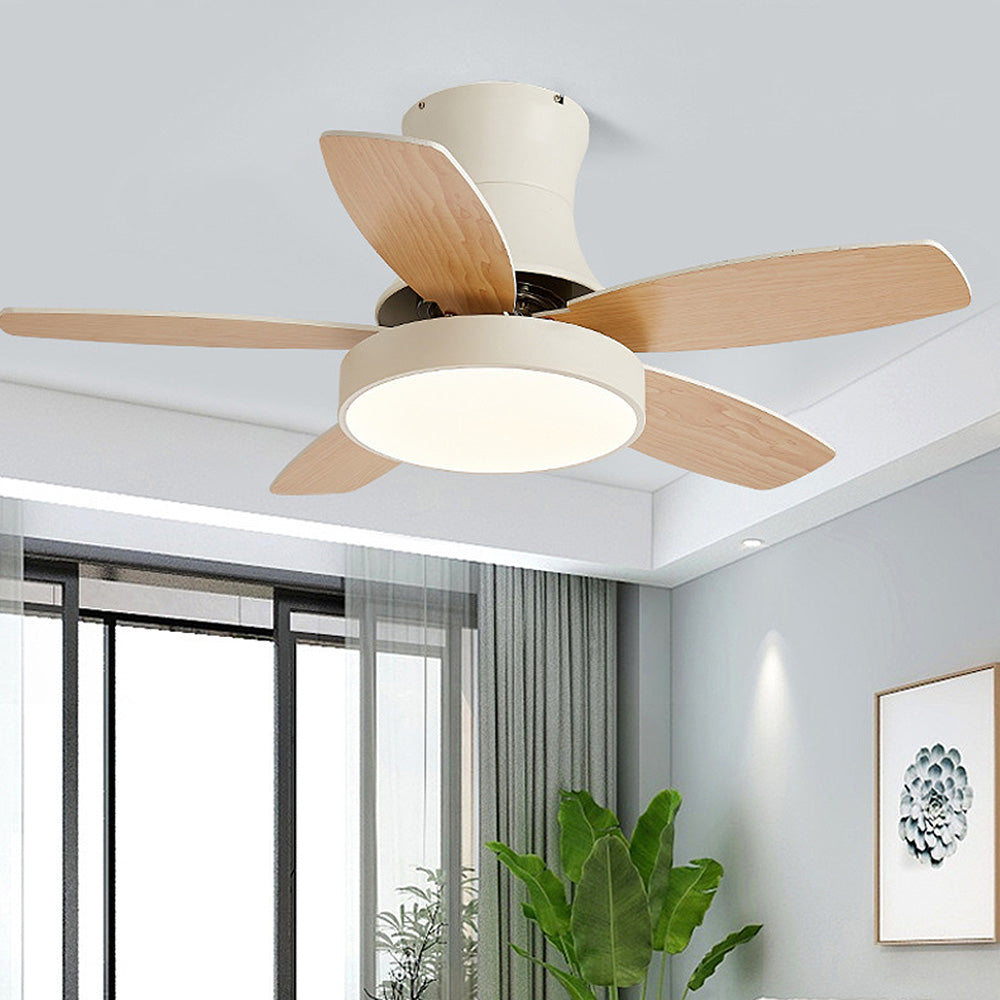 Nerik | Ventilatore da Soffitto Scandinavo con Pale in Legno, LED Tri-Colore e Telecomando per Soggiorno e Camera da Letto