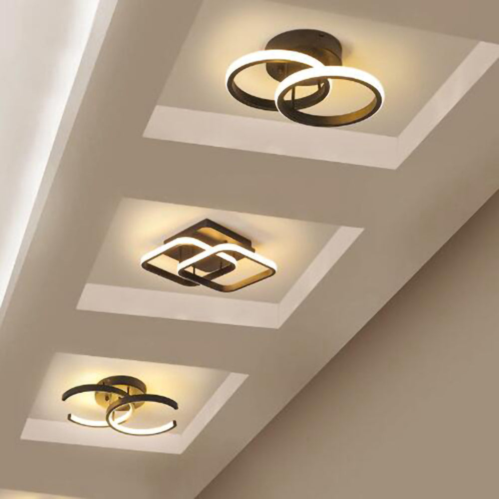 Lampada da soffitto con LED e telaio in metallo nero