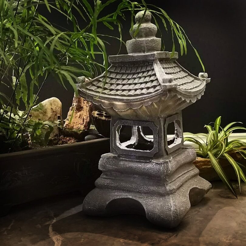 Tarex | Luce da Giardino a Pagoda Solare con Design Zen e LED Bianco Caldo per Giardino, Bordo e Patio