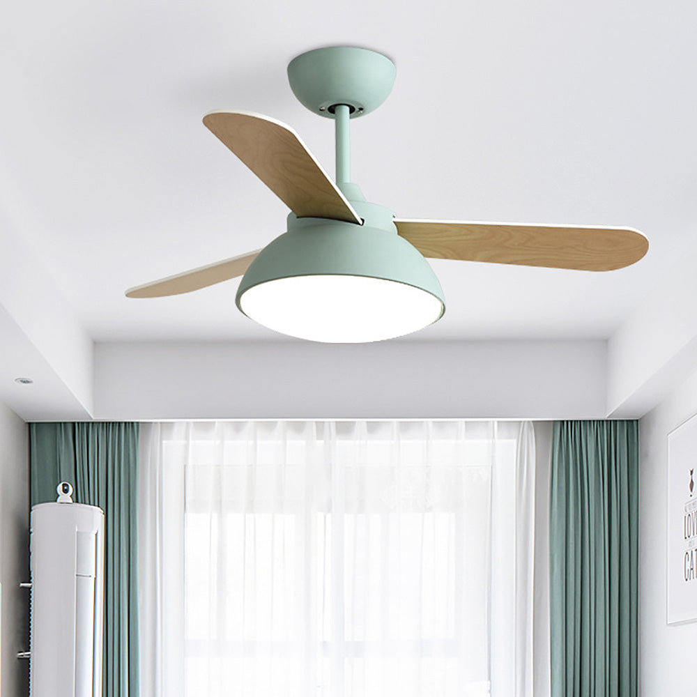 Borun | Ventilatore da soffitto nordico con pale in legno, LED tri-colore e telecomando per soggiorno e camera da letto