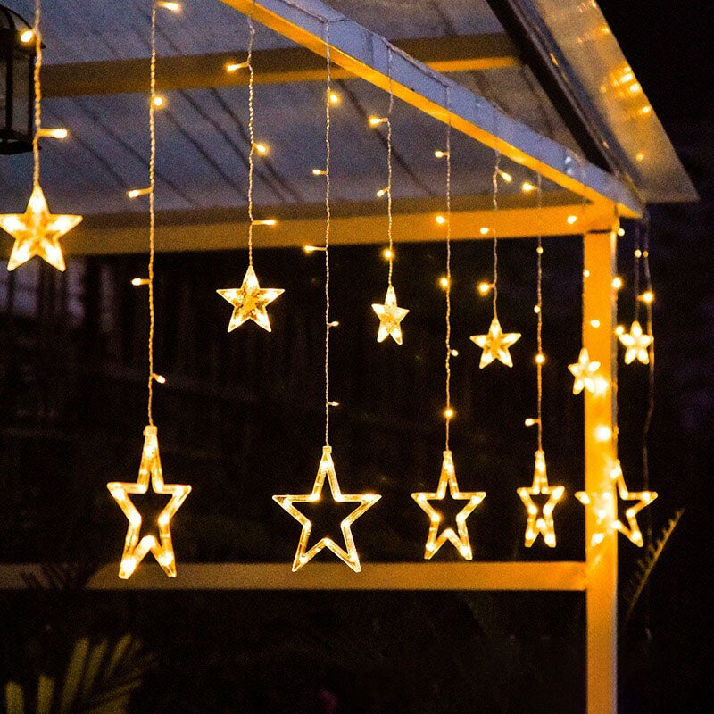Luci a Stringa Solari con Forme di Stella e Luna Appese