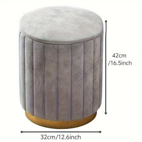Nordic Chic Pouf da Stivaggio – Pouf Rotondo Elegante con Spazio di Stoccaggio e Finitura a Specchio