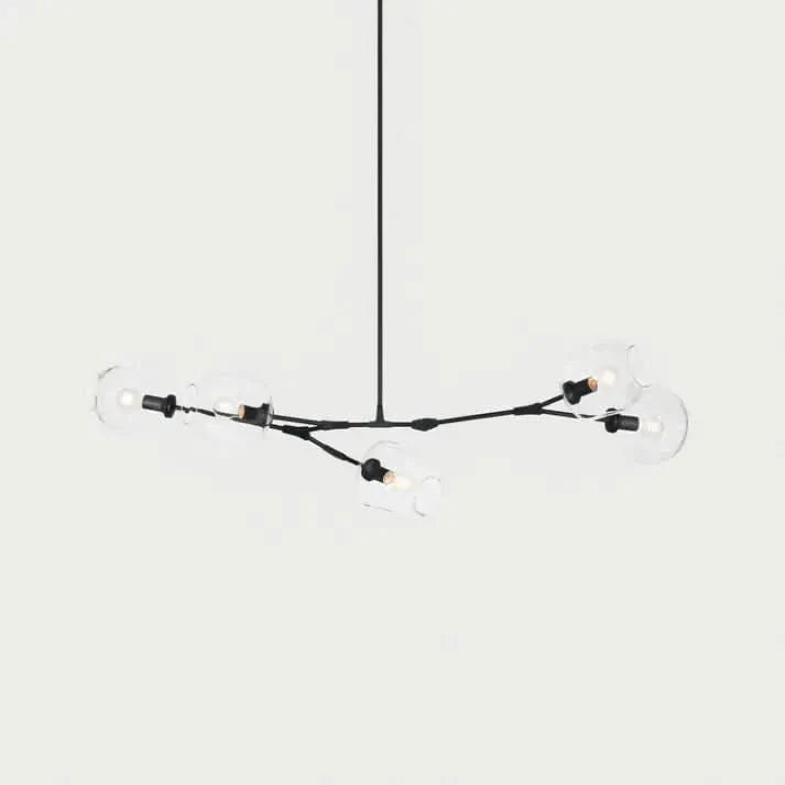 Lampadario Sputnik in Vetro a Bolle Biforcato