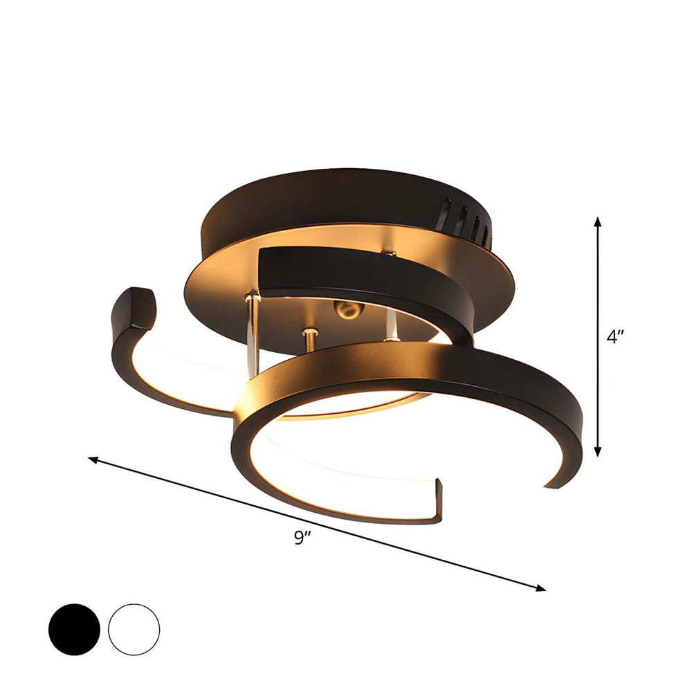 Lampada da soffitto con LED e telaio in metallo nero