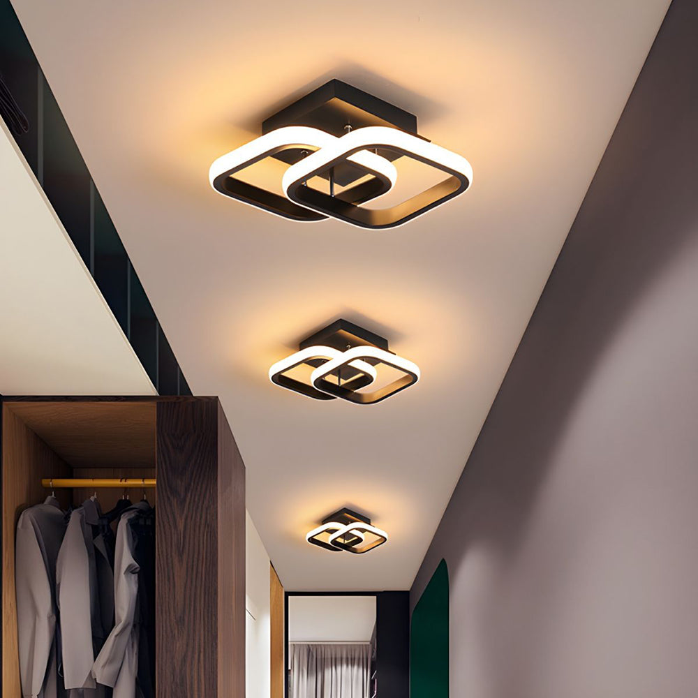 Lampada da soffitto con LED e telaio in metallo nero