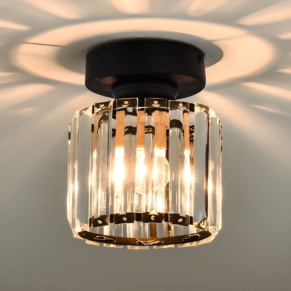 Lampada da soffitto in vetro di cristallo – Supporto in ottone e design compatto