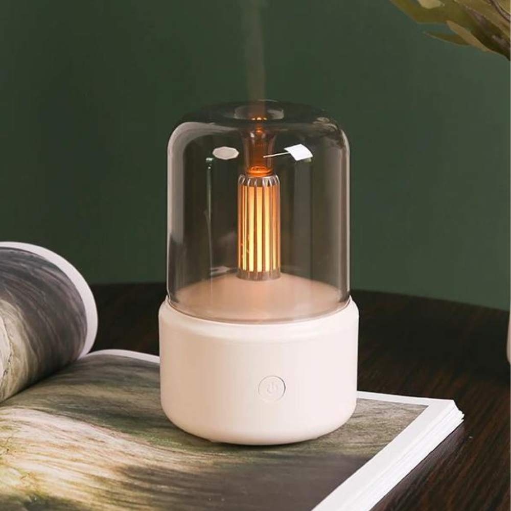 Diffusore di Aroma Retro con Luce Notturna - Umidificatore per Oli Essenziali USB per Casa e Ufficio