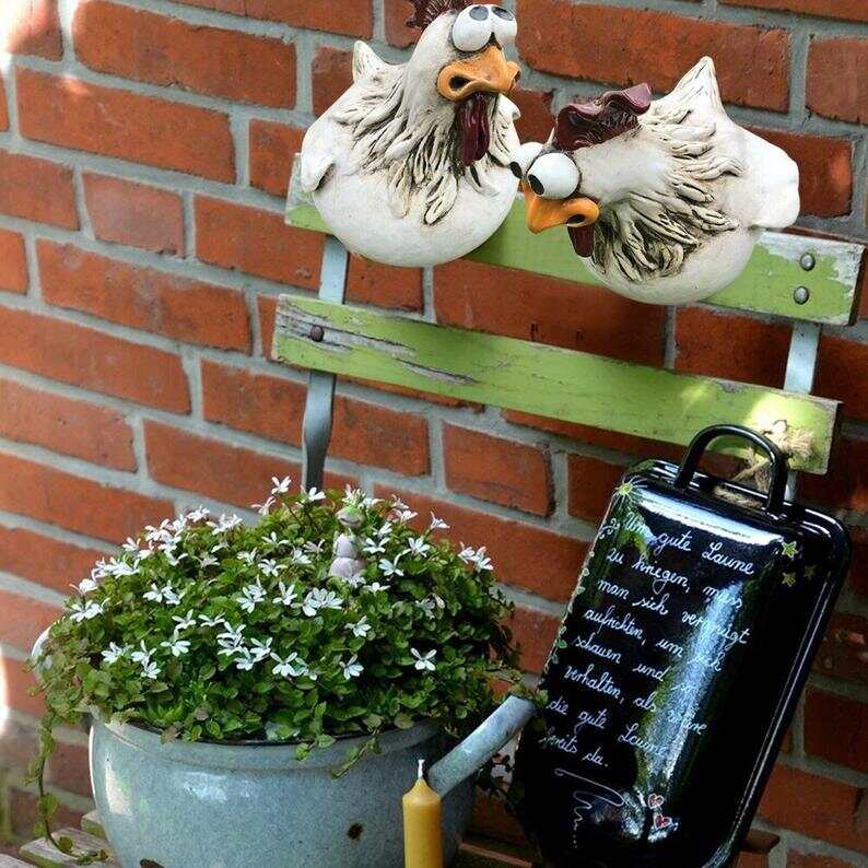 1+1 GRATIS | ChickenDeko - Statue di Galline a Grande Occhi per Giardino