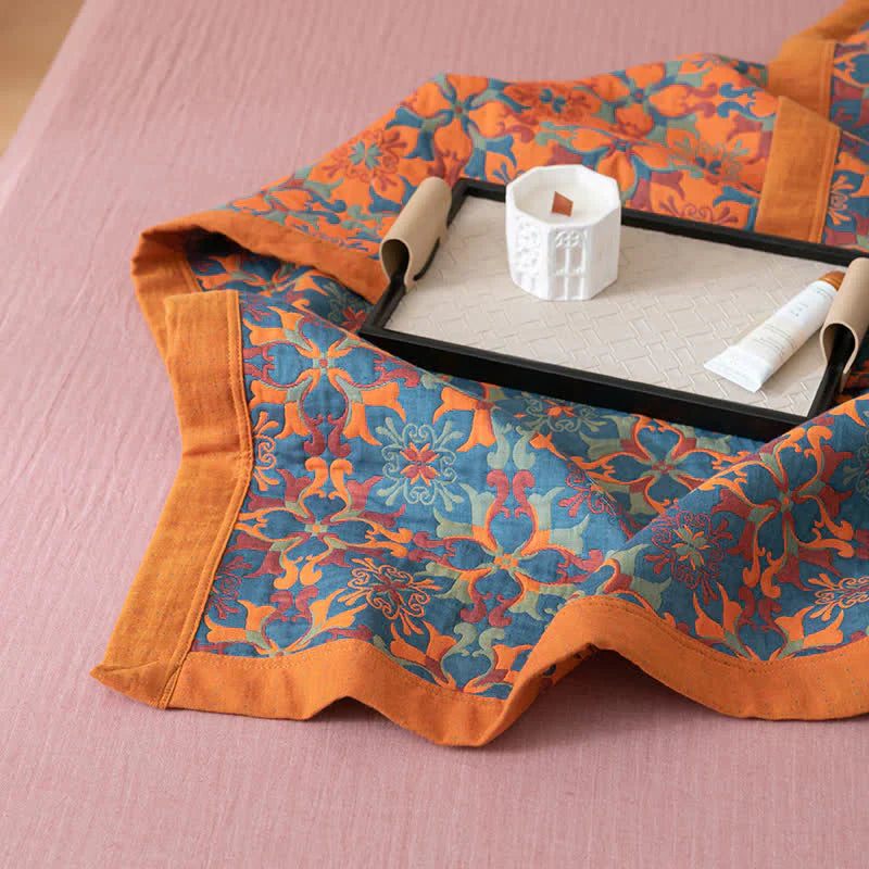 Coperta in Cotone a Sei Strati con Motivo Blu – TerraLoom Coperta Comfort
