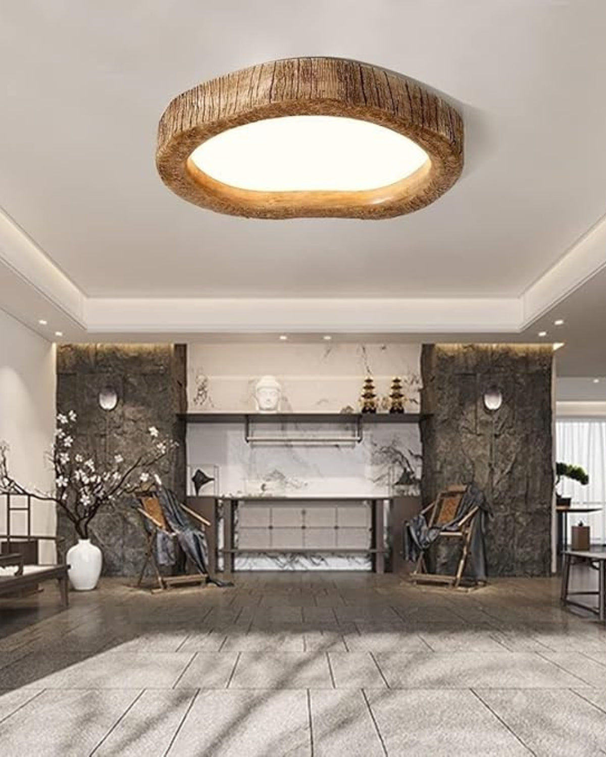Nerelle | Lampada da soffitto in legno rustico con LED integrato per un'illuminazione interna calda