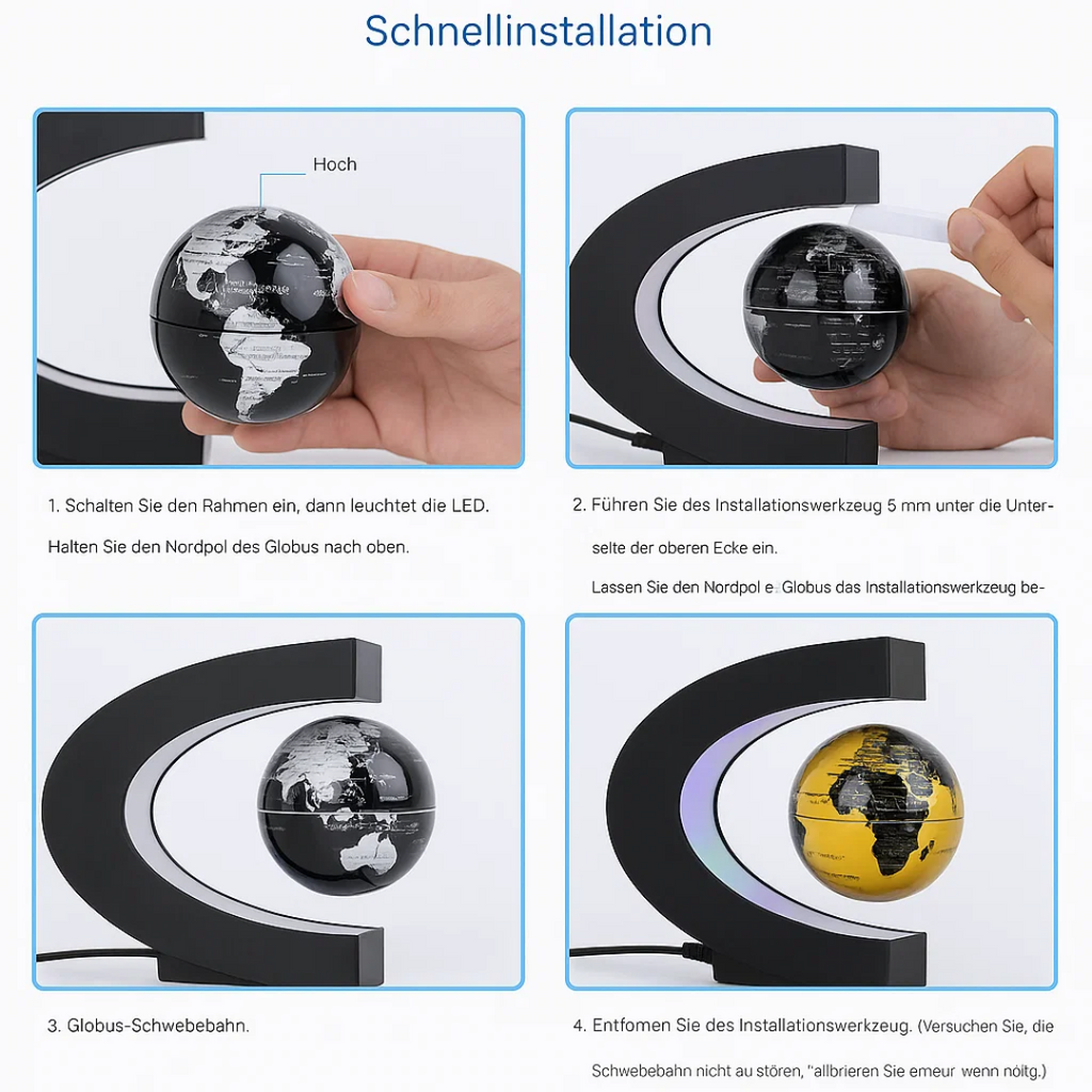 AstroGlobe LED Mappamondo – Lampada Mappamondo Fluttuante con Sospensione Magnetica