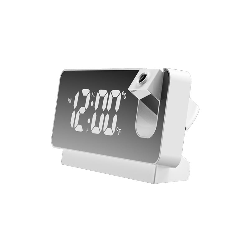Orologio Sveglia Proiettore | Display LED con Superficie a Specchio | Doppie Sveglie & Temperatura | 19cm