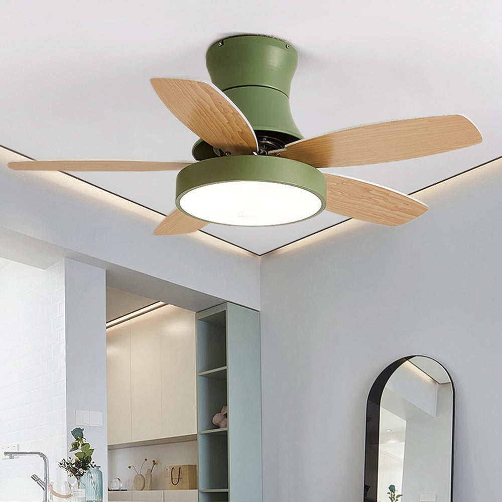 Nerik | Ventilatore da Soffitto Scandinavo con Pale in Legno, LED Tri-Colore e Telecomando per Soggiorno e Camera da Letto