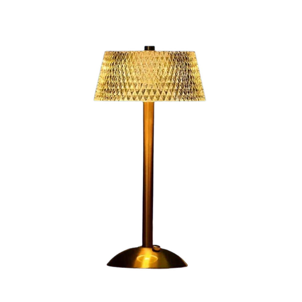 AuroLuxe – Lampada da tavolo senza fili in cristallo e metallo con elegante illuminazione LED