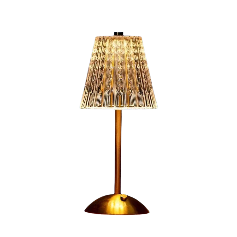 AuroLuxe – Lampada da tavolo senza fili in cristallo e metallo con elegante illuminazione LED