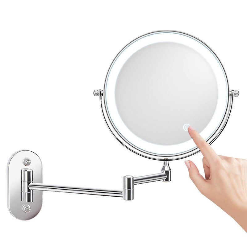 Specchio da Barba Ricaricabile da Parete | Rotazione a 360°. Ingrandimento 1X/10X e Illuminazione LED Regolabile per Uso in Bagno