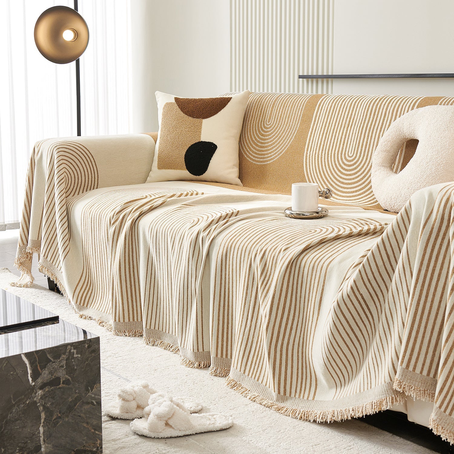 Voryx | Copertura per Divano in Chenille con Design a Motivo Arco per Case Pet-Friendly in Diverse Dimensioni