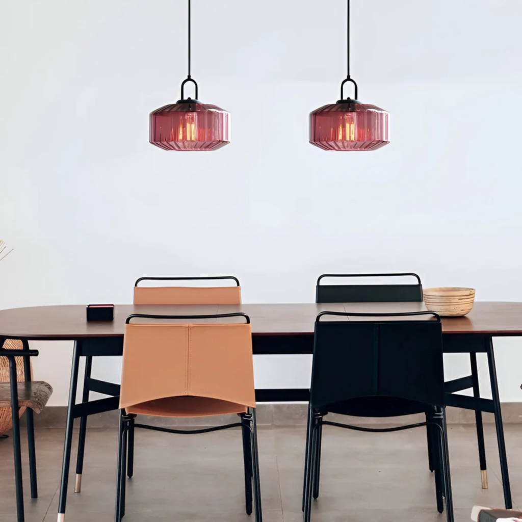 Lampada a sospensione in vetro colorato retro