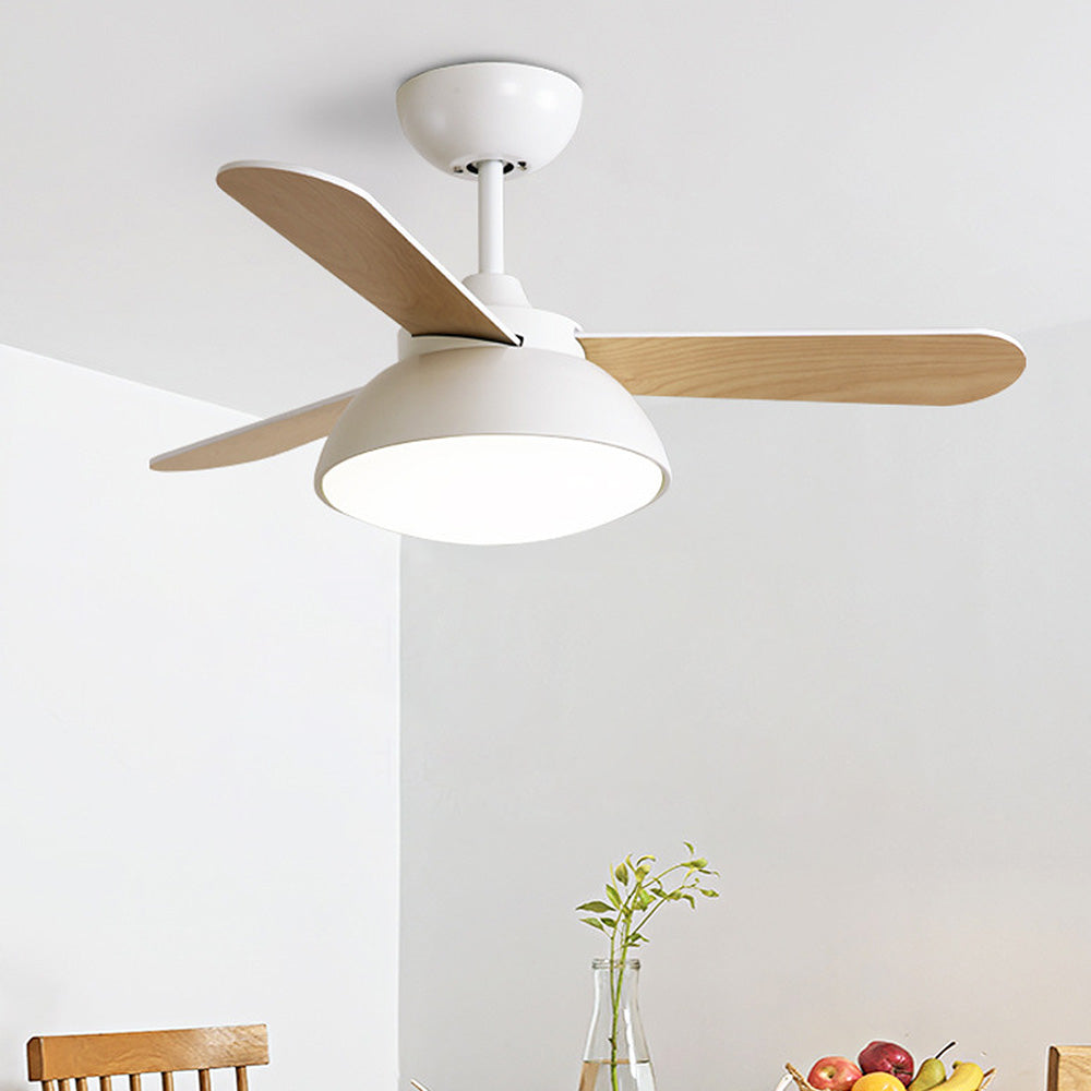 Borun | Ventilatore da soffitto nordico con pale in legno, LED tri-colore e telecomando per soggiorno e camera da letto
