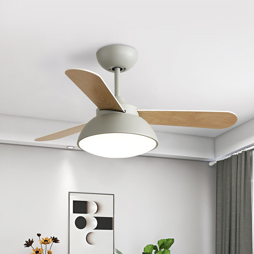 Borun | Ventilatore da soffitto nordico con pale in legno, LED tri-colore e telecomando per soggiorno e camera da letto