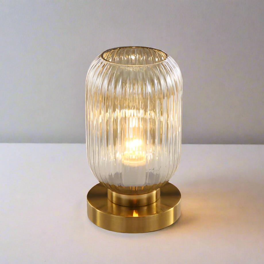 Lampada da Tavolo Scandinava in Vetro Ambra