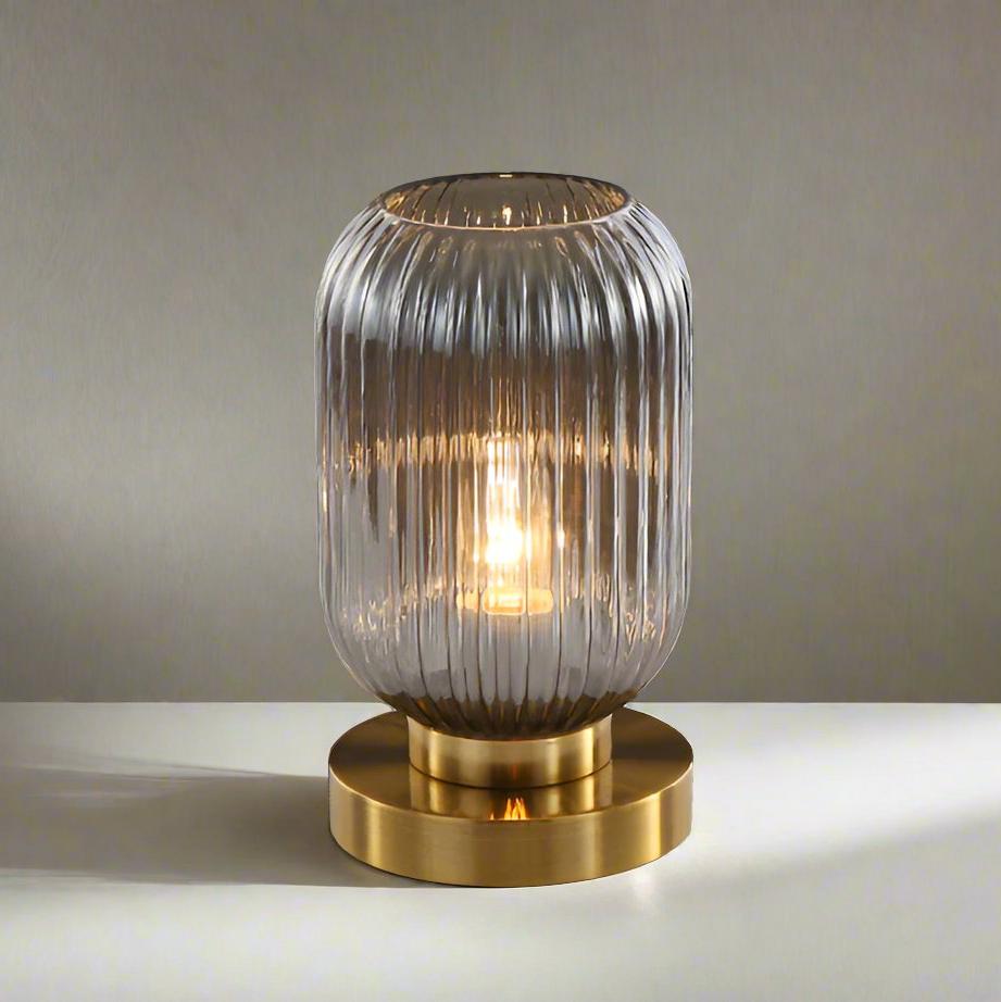 Lampada da Tavolo Scandinava in Vetro Ambra