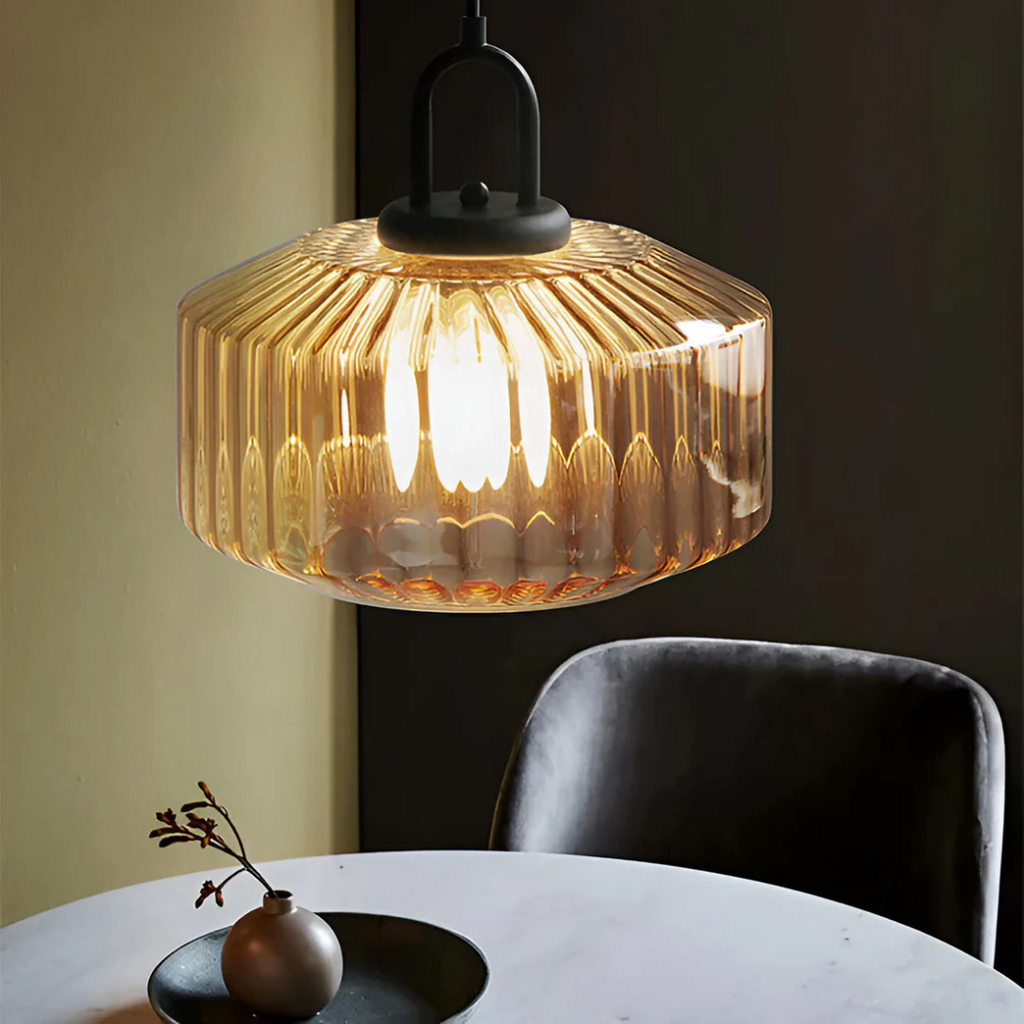 Lampada a sospensione in vetro colorato retro