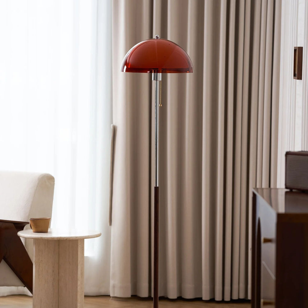 Evelisse | Lampada da Terra Ispirata al Retro con Cupola Ambra e Luce Calda