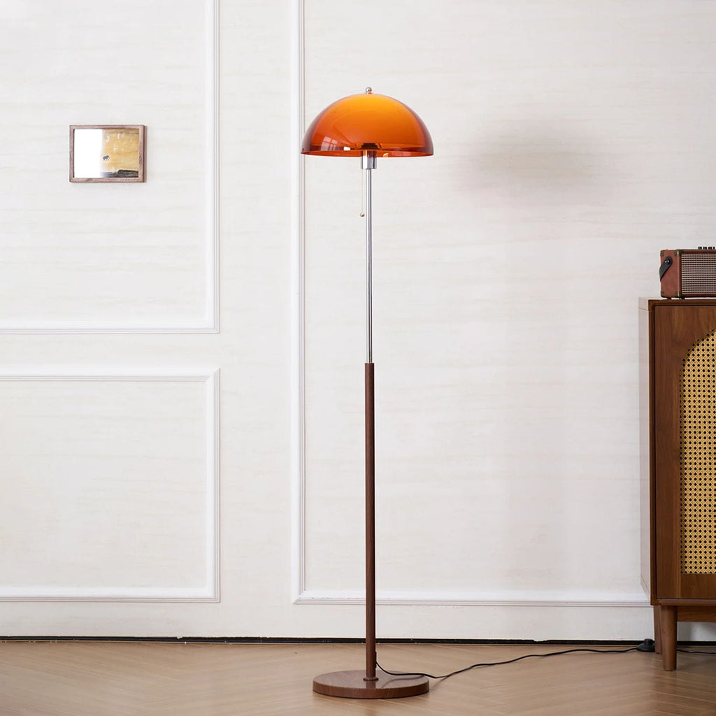 Evelisse | Lampada da Terra Ispirata al Retro con Cupola Ambra e Luce Calda