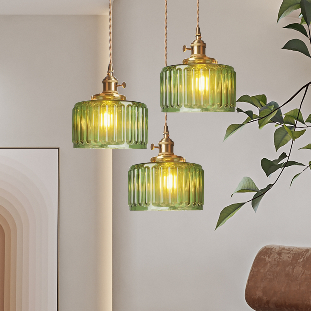 Lampada a Sospensione in Cristallo di Vetro Vintage E27