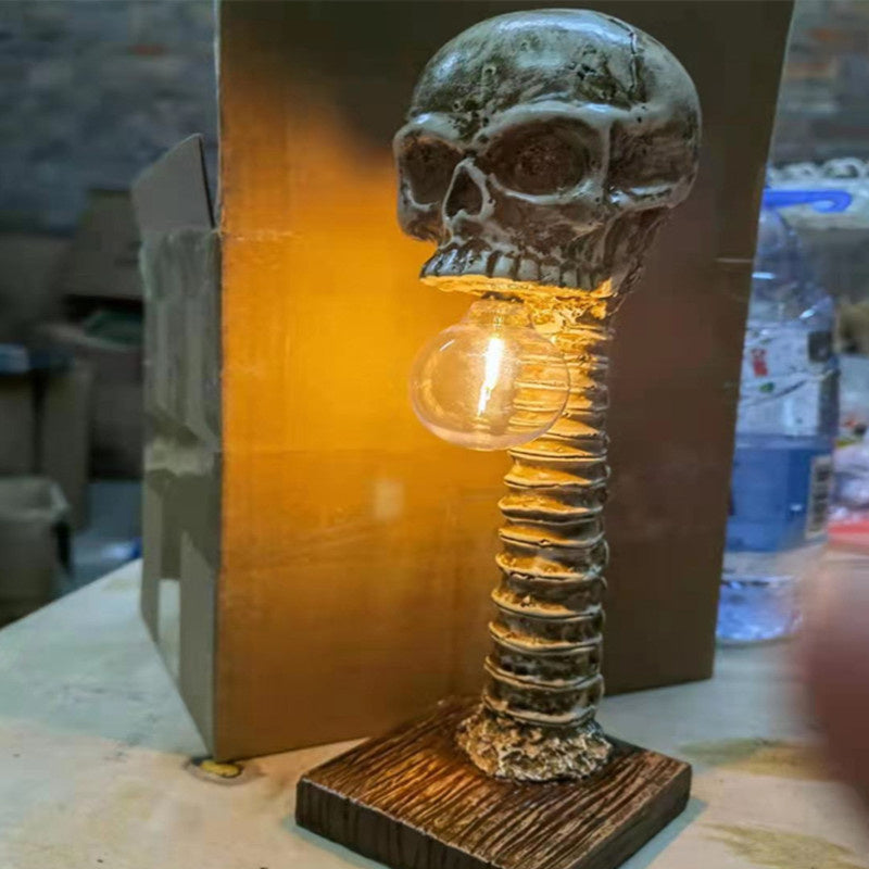 Lampada Horror Teschio con Colonna Vertebrale