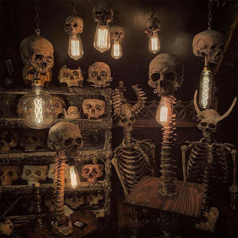 Lampada Horror Teschio con Colonna Vertebrale