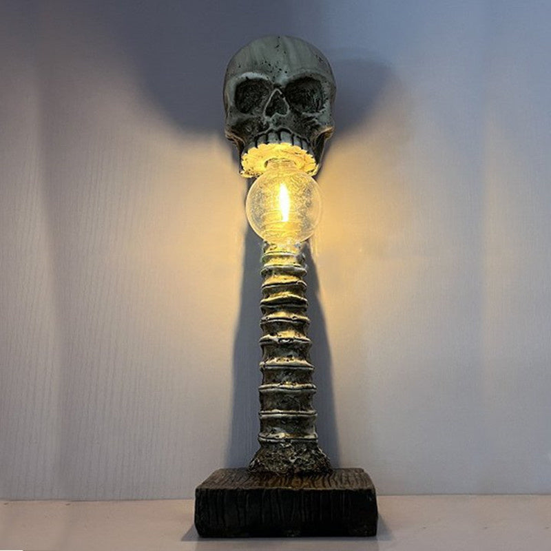 Lampada Horror Teschio con Colonna Vertebrale