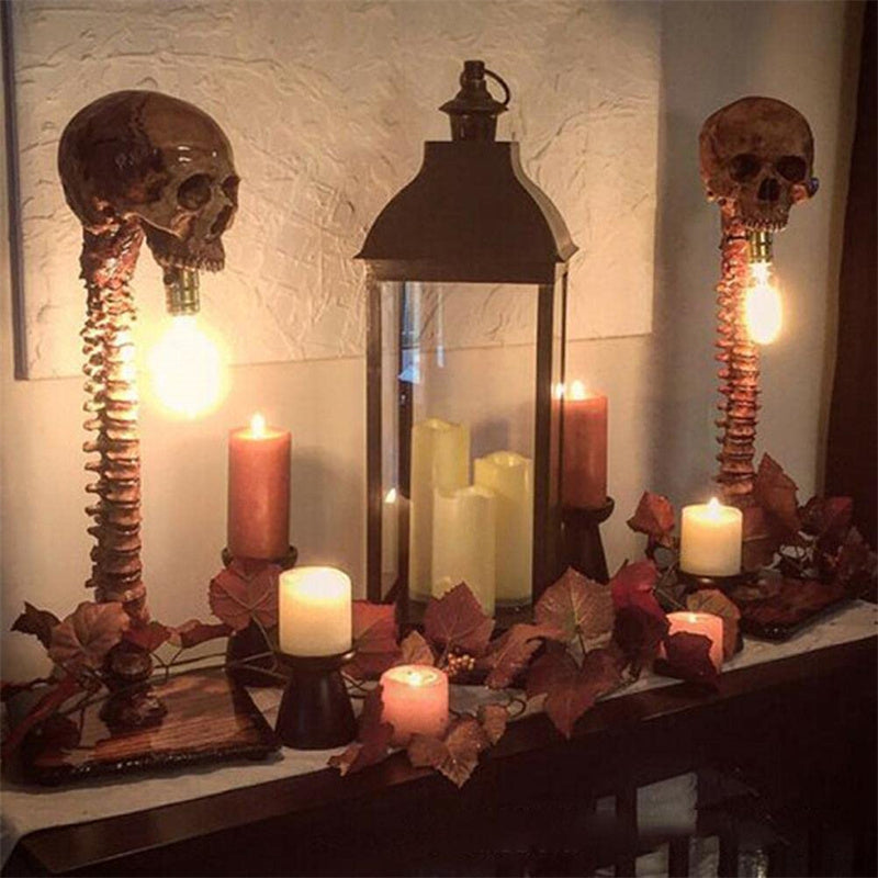Lampada Horror Teschio con Colonna Vertebrale