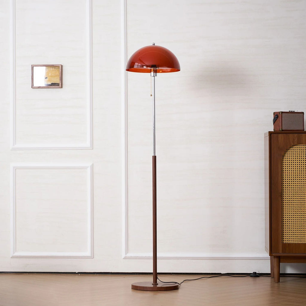 Evelisse | Lampada da Terra Ispirata al Retro con Cupola Ambra e Luce Calda
