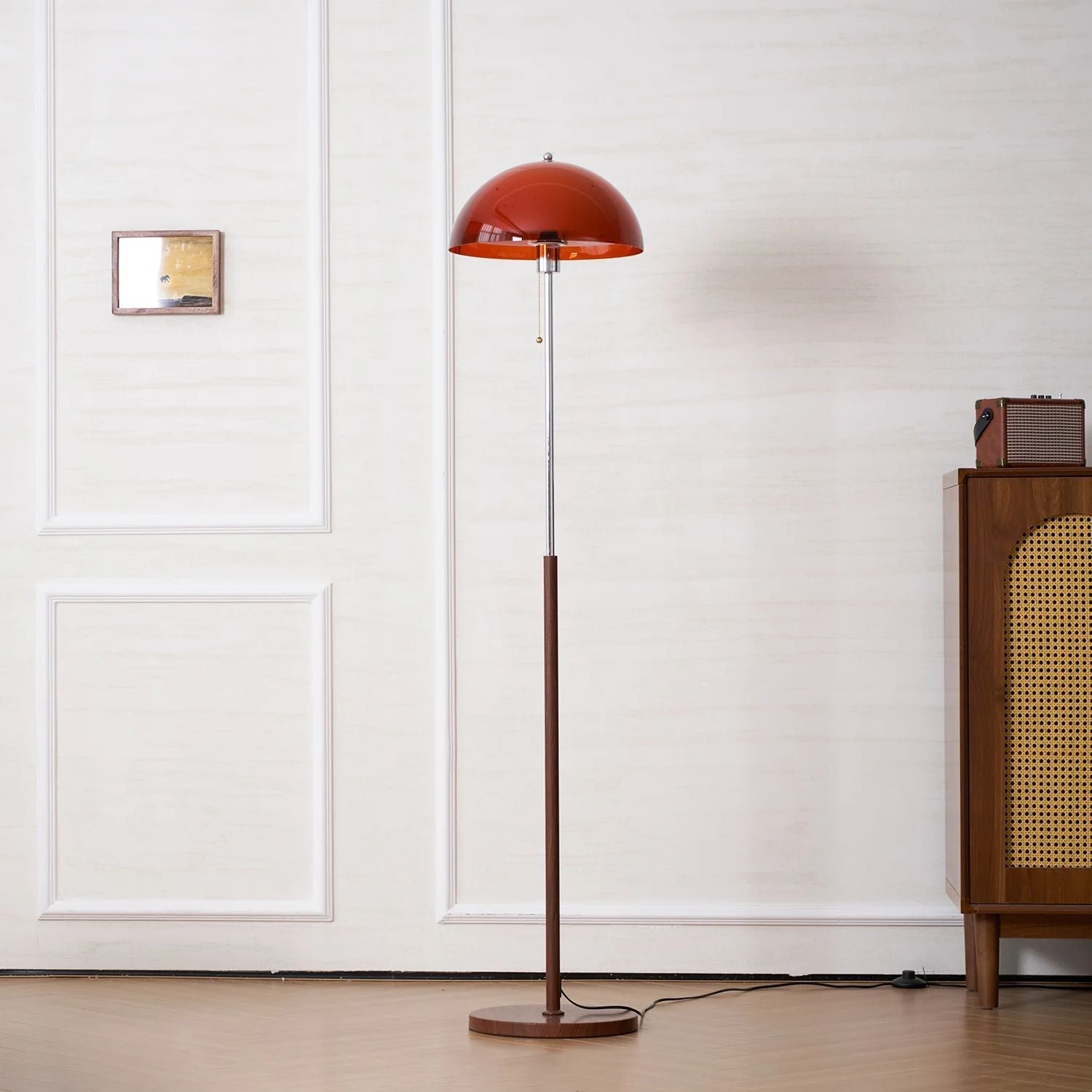 Evelisse | Lampada da Terra Ispirata al Retro con Cupola Ambra e Luce Calda