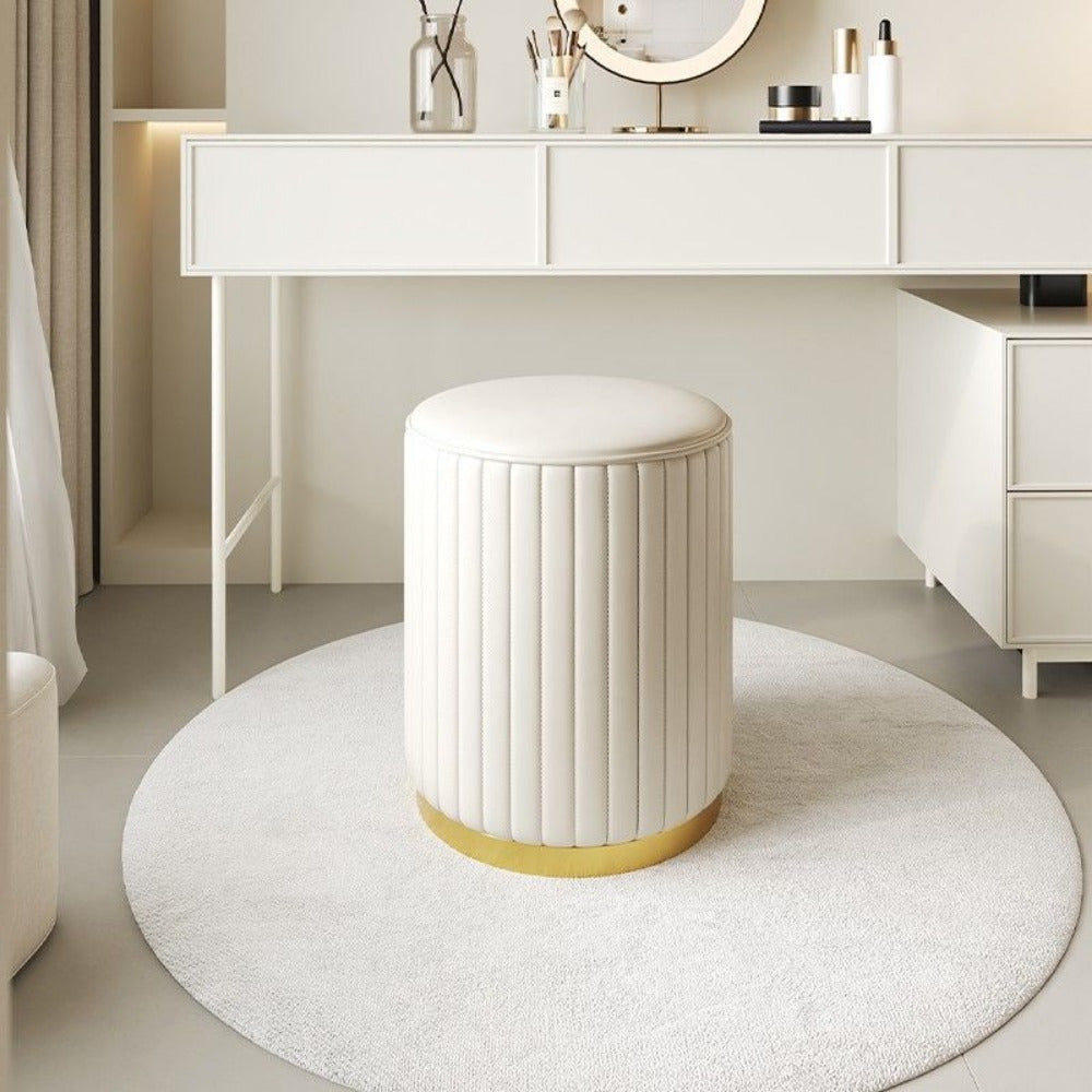 Nordic Chic Pouf da Stivaggio – Pouf Rotondo Elegante con Spazio di Stoccaggio e Finitura a Specchio