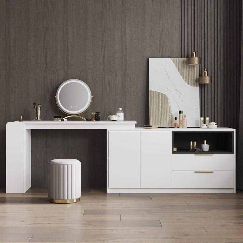 Nordic Chic Pouf da Stivaggio – Pouf Rotondo Elegante con Spazio di Stoccaggio e Finitura a Specchio