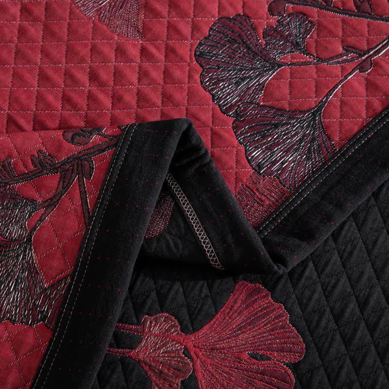 Talune | Coperta in Cotone Biologico con Design Jacquard Traspirante a 3 Strati a Foglia di Ginkgo