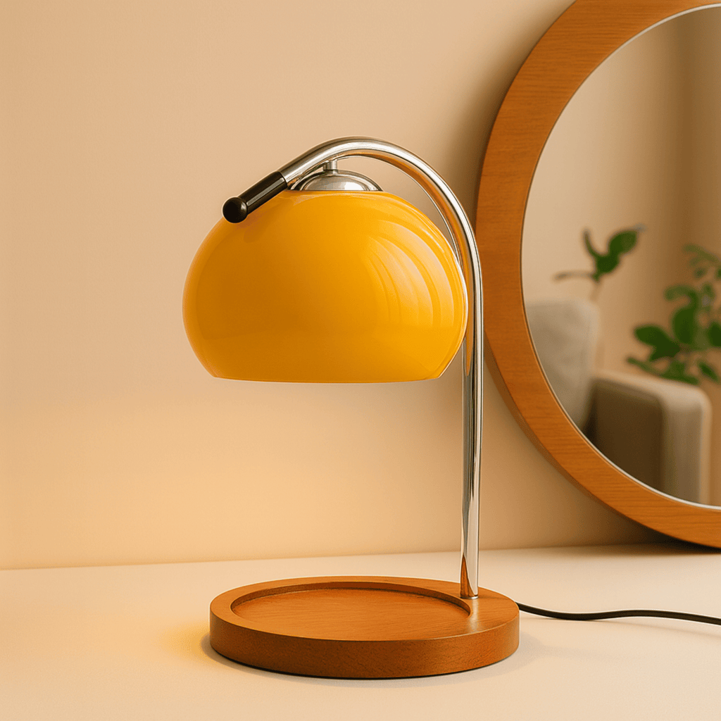 Lampada da Tavolo in Vetro Colorato con Luce LED e Base Riscaldante per Candele