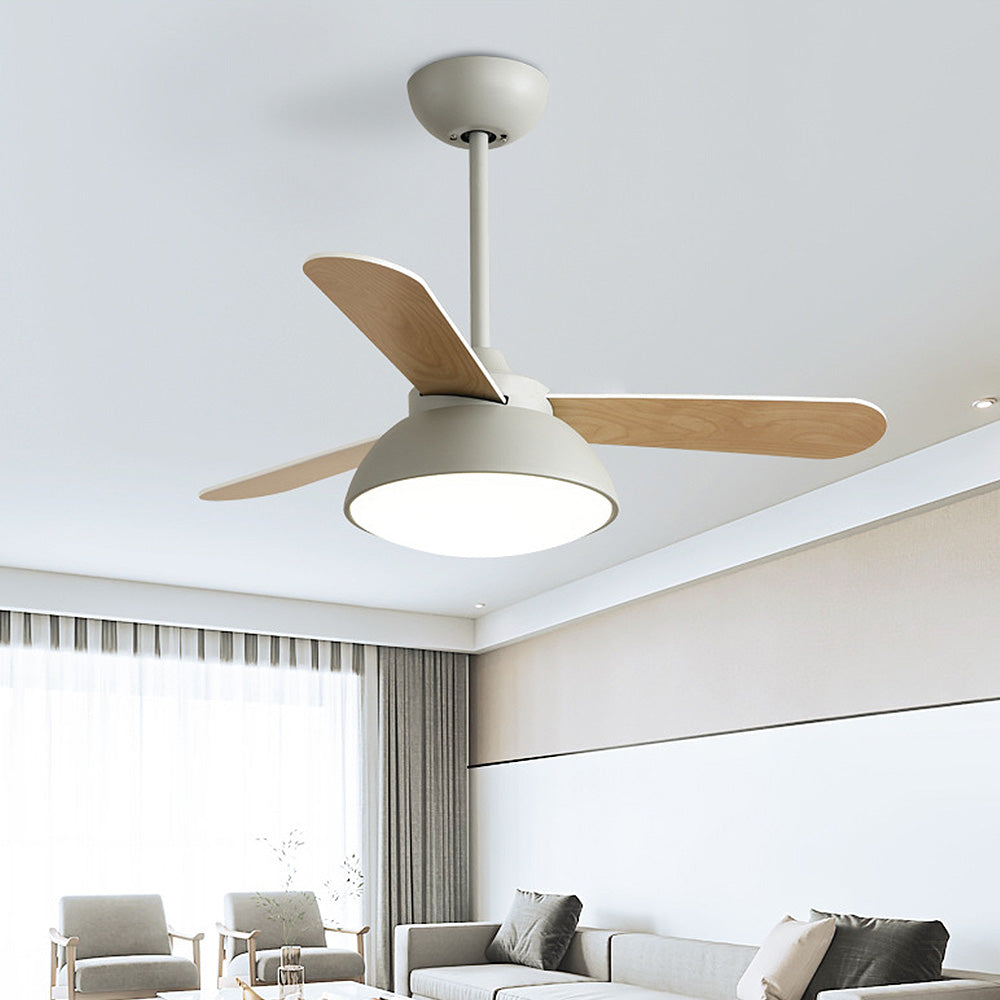 Borun | Ventilatore da soffitto nordico con pale in legno, LED tri-colore e telecomando per soggiorno e camera da letto