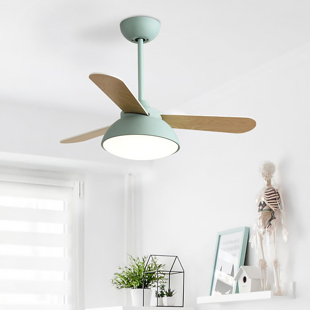 Borun | Ventilatore da soffitto nordico con pale in legno, LED tri-colore e telecomando per soggiorno e camera da letto