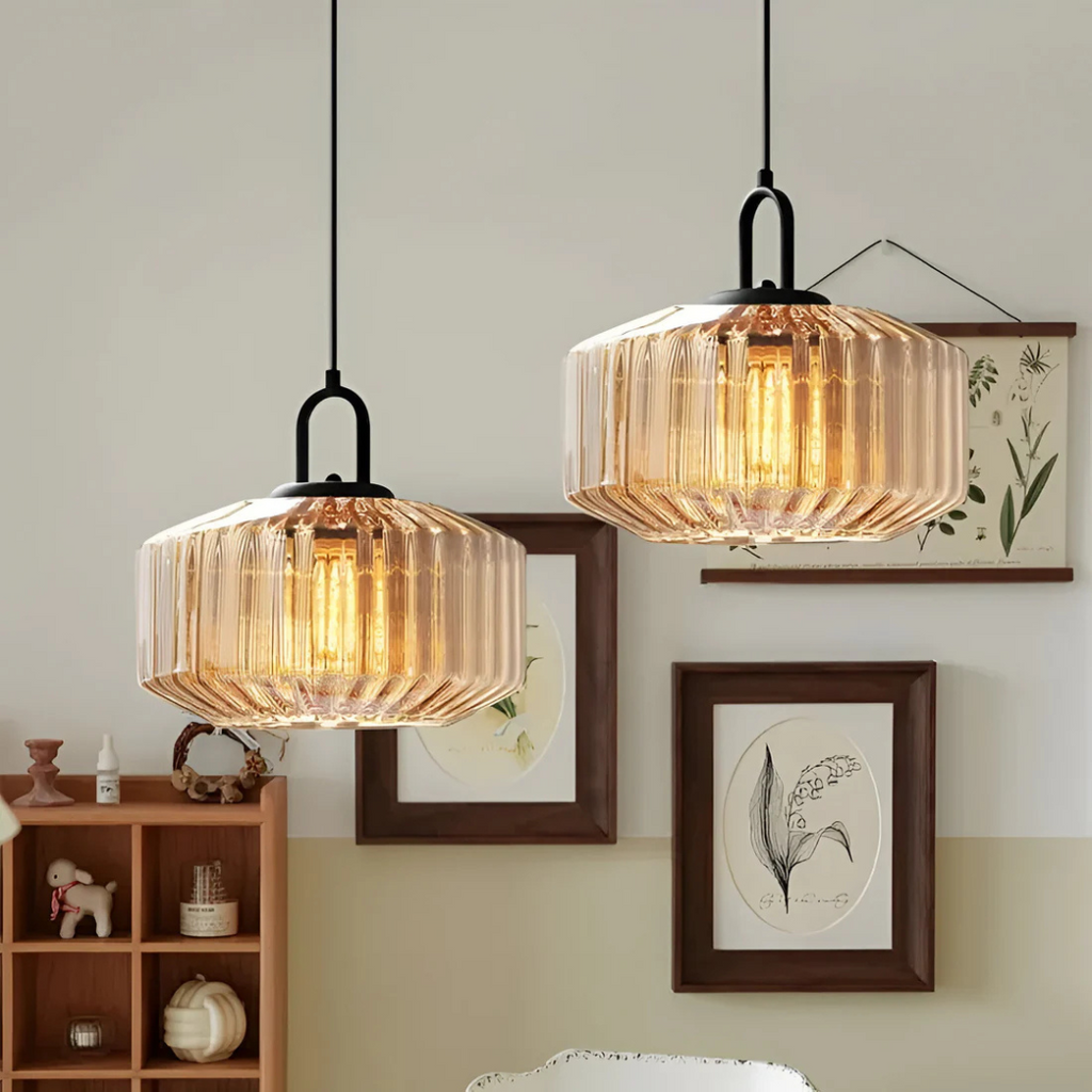 Lampada a sospensione in vetro colorato retro