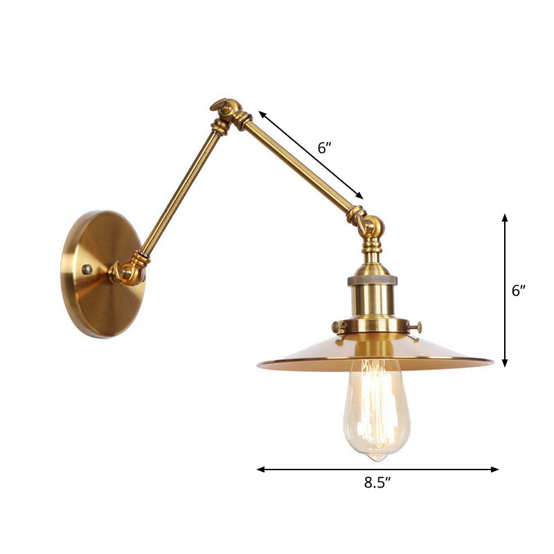 Illuminazione da Parete in Ottone con Scallop/Corno/Cono Singolo 6"/8" Larghezza Lampada da Parete Antica con Braccio Girevole