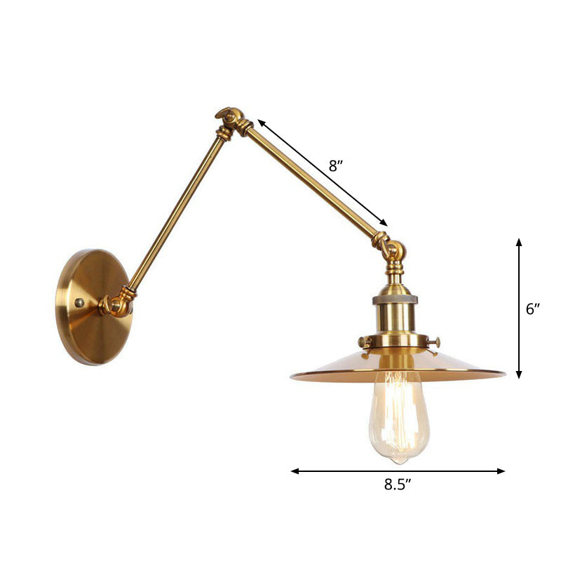Illuminazione da Parete in Ottone con Scallop/Corno/Cono Singolo 6"/8" Larghezza Lampada da Parete Antica con Braccio Girevole