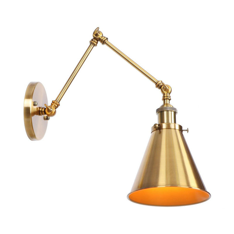 Illuminazione da Parete in Ottone con Scallop/Corno/Cono Singolo 6"/8" Larghezza Lampada da Parete Antica con Braccio Girevole