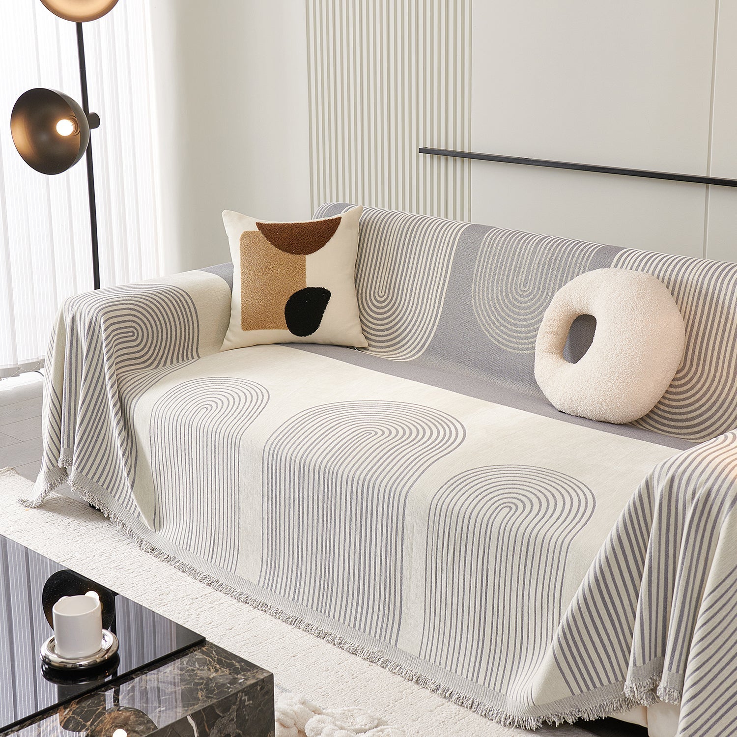 Voryx | Copertura per Divano in Chenille con Design a Motivo Arco per Case Pet-Friendly in Diverse Dimensioni