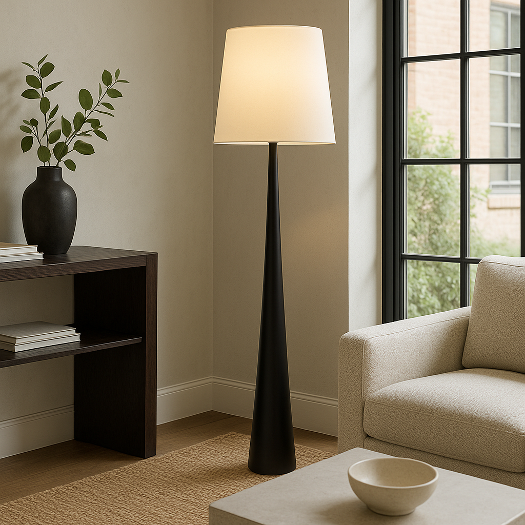 Lysenne – Lampada da Terra Scandinava con Paralume in Tessuto